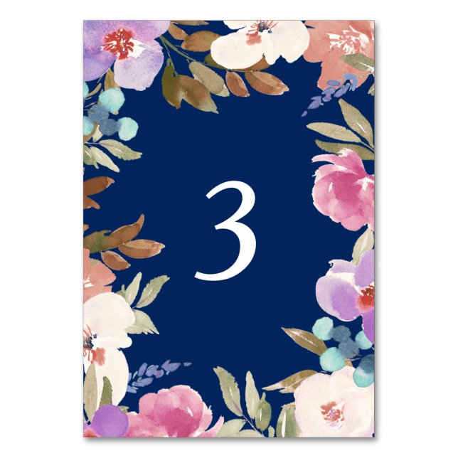 Numéro De Table Marine Jardin bleu Floral Mariage Table (Par défaut)