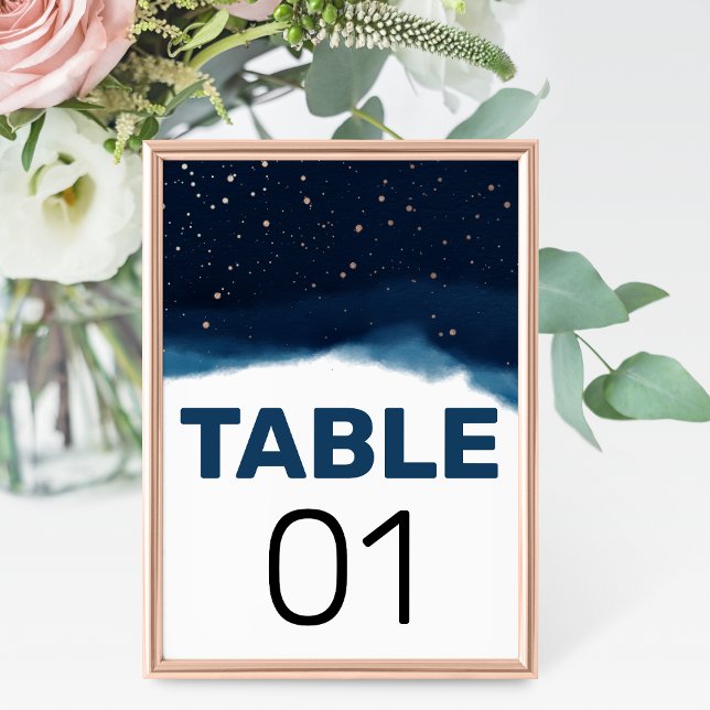 Numéro De Table Marine Ombre Sky avec Mariage d'étoiles de bronze (Créateur téléchargé)
