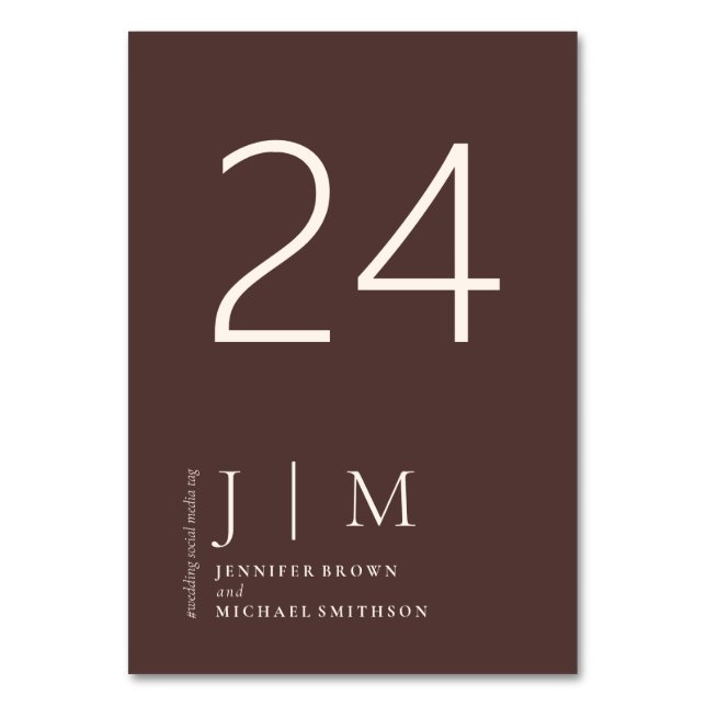 Numéro De Table Marron Chocolat Formel Élégant Série Mariage (Par défaut)