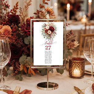 Numéro de table Marsala Bourgogne Or Eucalyptus Au