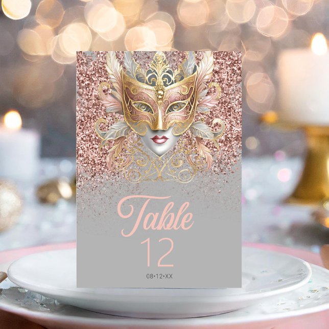 Numéro De Table Masquerade Masque Motif Rose Gold ID1031 (Créateur téléchargé)