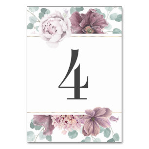 Numéro De Table Mauve Floral Mariage
