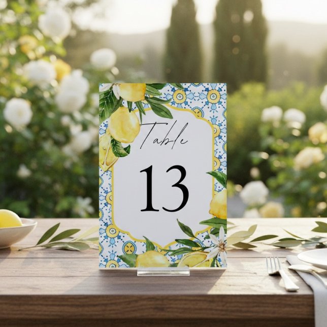 Numéro De Table Mediterranean Lemon Wedding  (Créateur téléchargé)