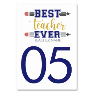 Numéro De Table Meilleur Enseignant Personnalisé - Customisé