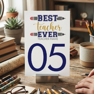 Numéro De Table Meilleur enseignant personnalisé - Sur mesure