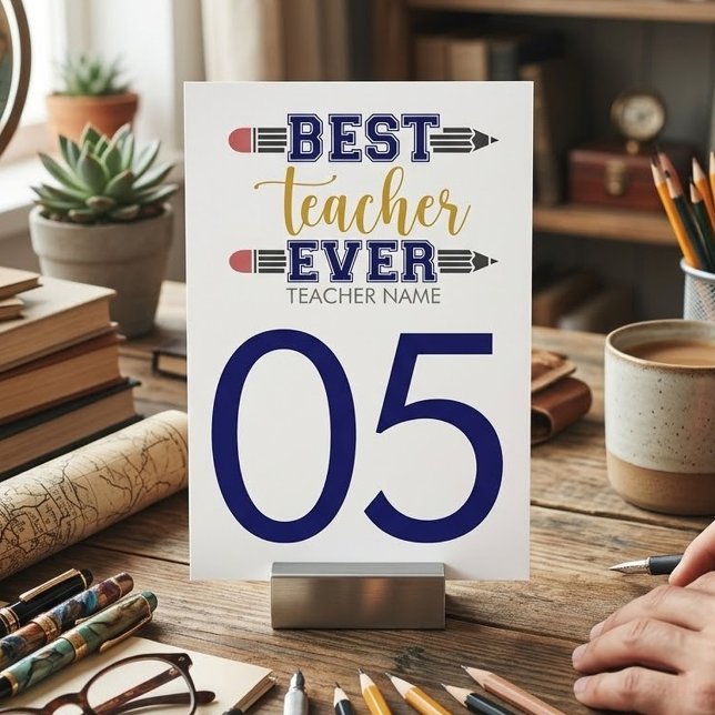 Numéro De Table Meilleur enseignant personnalisé - Sur mesure (Créateur téléchargé)