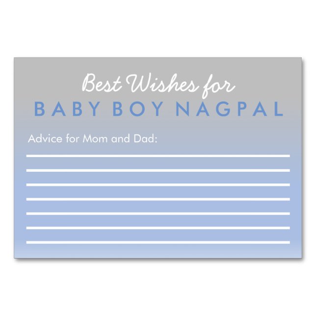 Numéro De Table Meilleurs voeux pour Baby Advice Card Ombre Blue S (Devant)