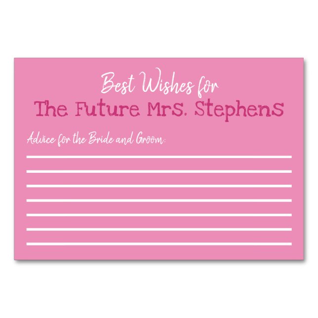 Numéro De Table Meilleurs voeux pour le jeu de Fête des mariées de (Devant)