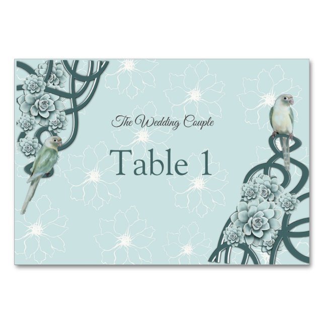 Numéro De Table Menthe bleu pin Vert Succulents (Devant)