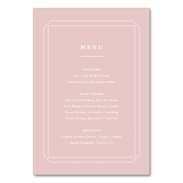Numéro De Table Menu classique rose, réception de mariage (Par défaut)