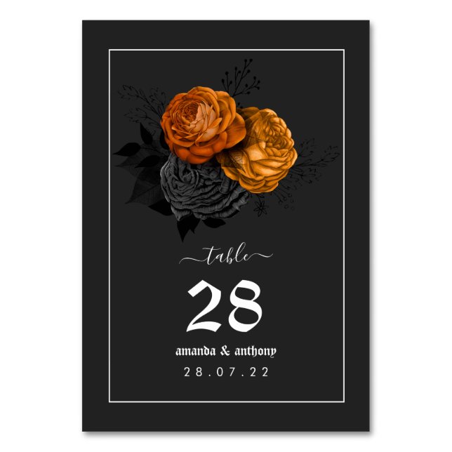 Numéro De Table Menu de mariage floral Halloween noir et orange (Par défaut)