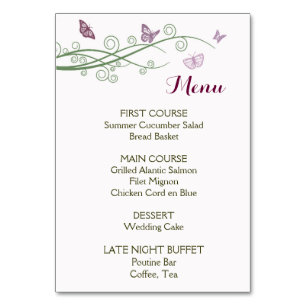 Numéro De Table Menu Mariage Papillons