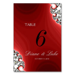 Numéro De Table Menu rouge de mariage de bijoux d'étincelle+Carte