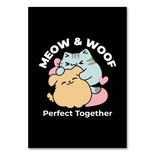 Numéro De Table Meow & Woof Perfect Together - Cute Cat and Dog (Par défaut)