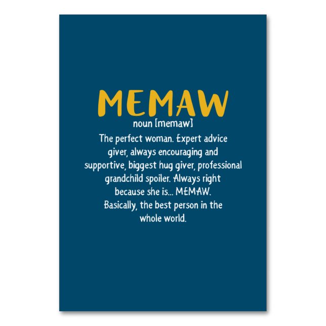 Numéro De Table Mère Art Memaw Définition (Par défaut)