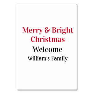 Numéro De Table Merry Bright Christmas ajouter nom de famille bien