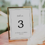 Numéro de table minimal<br><div class="desc">Ce numéro de table minimaliste est parfait pour un simple mariage. Le design romantique moderne présente une typographie classique en noir et blanc associée à une calligraphie rustique mais élégante avec un style vintage lettré à la main. Personnalisable dans n'importe quelle couleur. Gardez le design simple et élégant, en l'état,...</div>