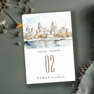 Numéro De Table Minimal Kansas City Missouri Watercolor Mariage