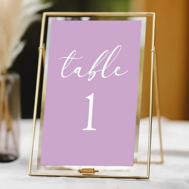 Numéro De Table Minimal Minimalist Elegant Lilac Wedding (Créateur téléchargé)