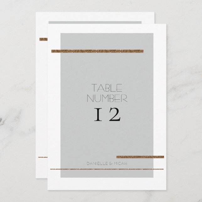 Numéro de table minimal moderne simple gris or (Devant / Derrière)