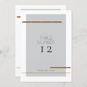 Numéro de table minimal moderne simple gris or