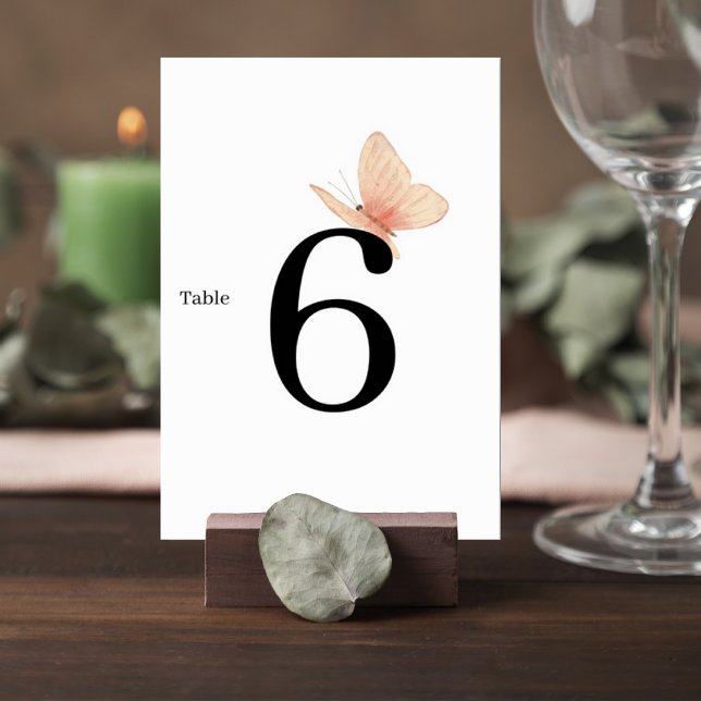 Numéro De Table Minimalist Butterfly Wedding Table Number Card (Créateur téléchargé)