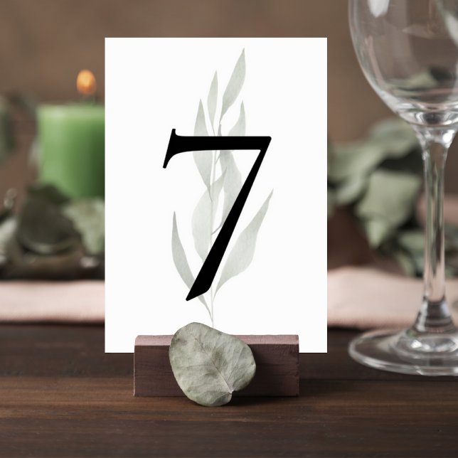 Numéro De Table Minimalist Eucalyptus Wedding Table Number Sign (Créateur téléchargé)