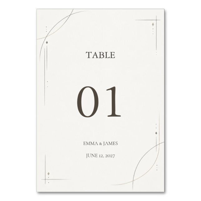 Numéro De Table Minimalist Gold Line Wedding Table Number Card (Par défaut)
