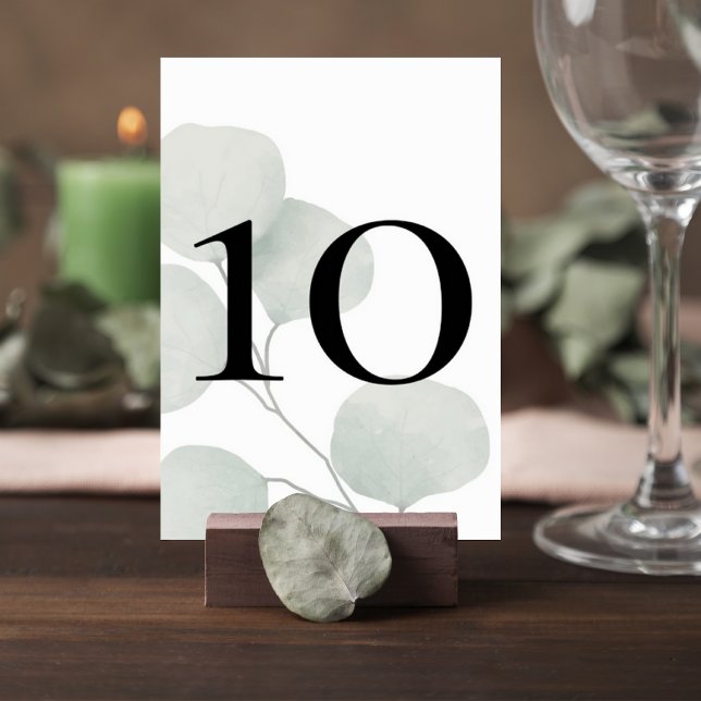 Numéro De Table Minimalist Greenery Wedding Table Number Card (Créateur téléchargé)