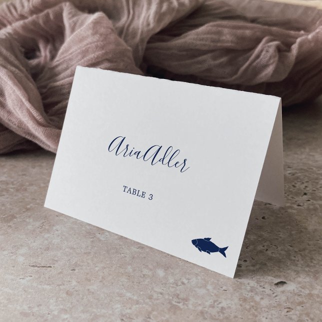 Numéro De Table Minimaliste | Blue Fish Repas Option Plaques (Créateur téléchargé)