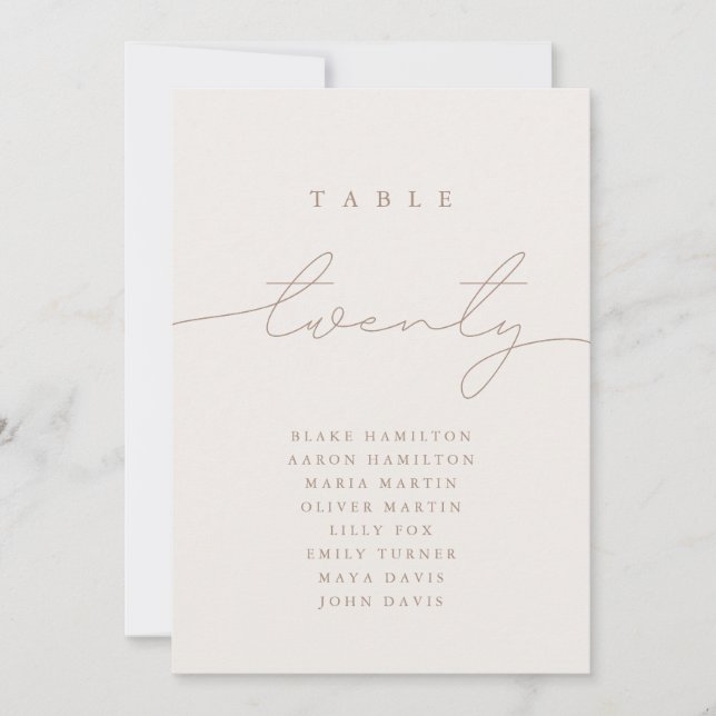 Numéro de table minimaliste de calligraphie ivoire (Devant)