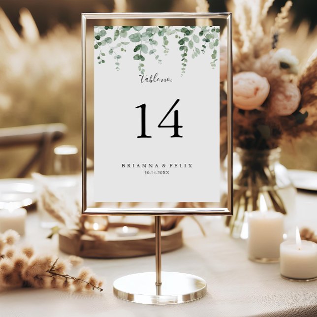 Numéro de table minimaliste du Mariage Eucalyptus (Créateur téléchargé)