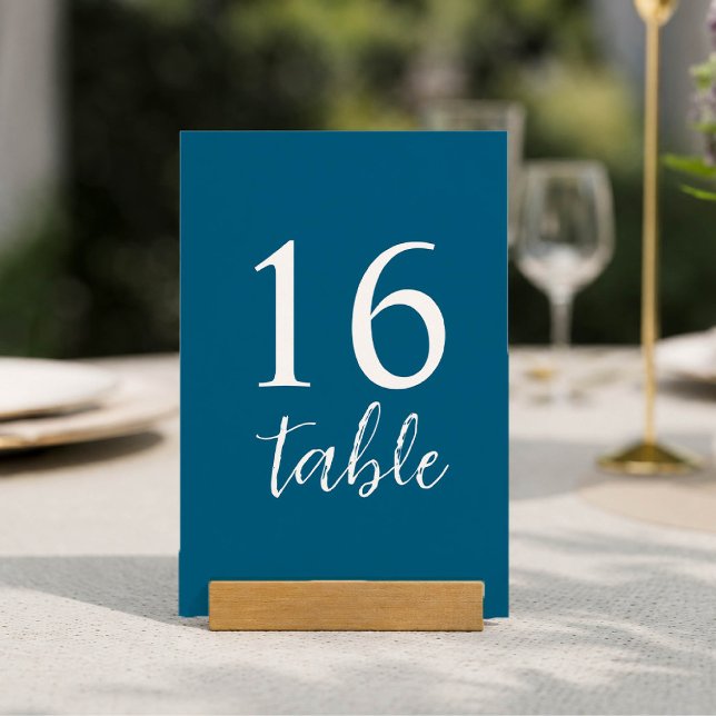 Numéro De Table Minimaliste Élégant Bleu (Créateur téléchargé)