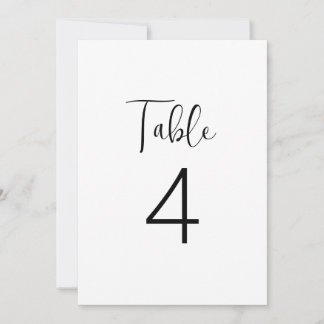 Numéro de table minimaliste en noir et blanc class