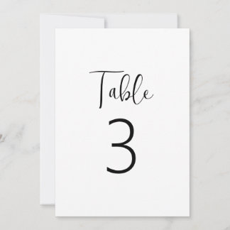 Numéro de table minimaliste en noir et blanc class