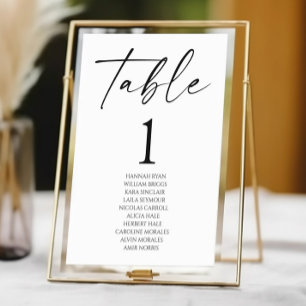 Numéro De Table Minimaliste minimaliste Élégant Mariage noir blanc