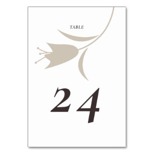 Numéro De Table Minimaliste Moderne Greige & Espresso Floral Maria