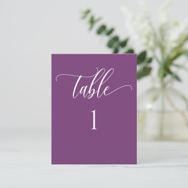 Numéro de table minimaliste moderne violet (Debout devant)