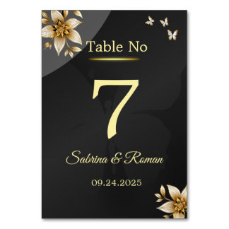 Numéro de table minimaliste noir