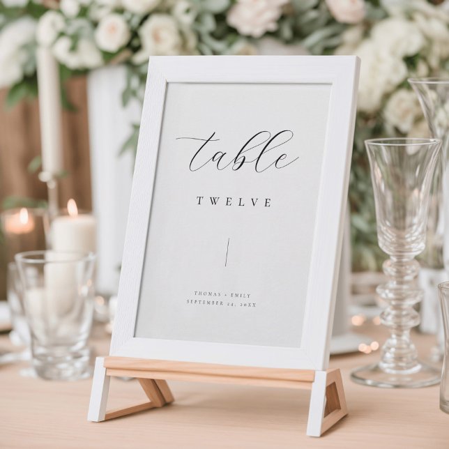 Numéro de table minimaliste noir classique Mariage (Créateur téléchargé)