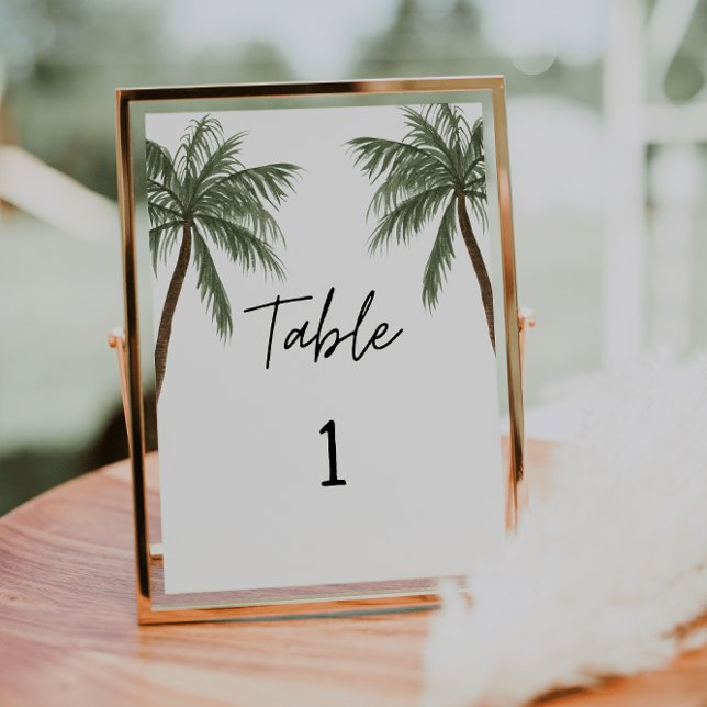 Numéro De Table Minimaliste Palmiers Tropical  (Créateur téléchargé)