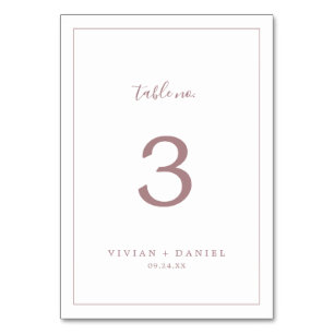 Numéro de table minimaliste Rose Gold