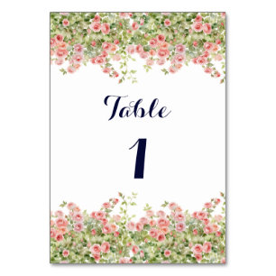 Numéro De Table Minimaliste Simple Joli rose vigne mariage floral