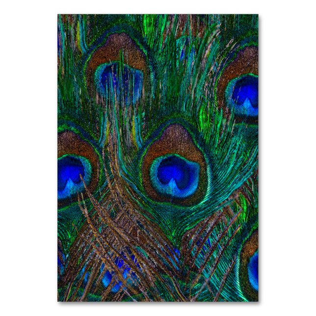 Numéro De Table Minuit Peacock Plumes Etching Style Décor (Par défaut)