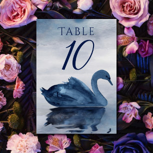 Numéro De Table Misty Reflections Réception Dusty Blue Swan Lake