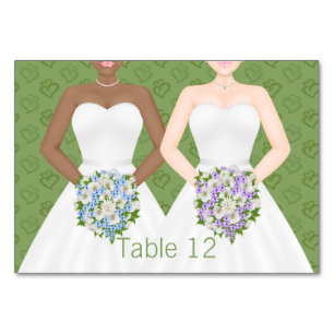 Numéro De Table Mme et Mme Deux Brides Mariage lesbienne