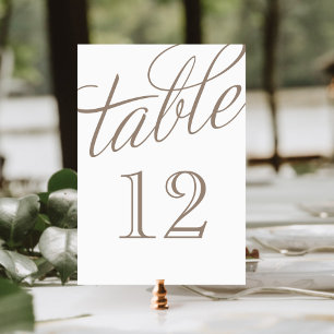 Numéro De Table Mocha Brown et blanc Élégant nombre de tableaux de