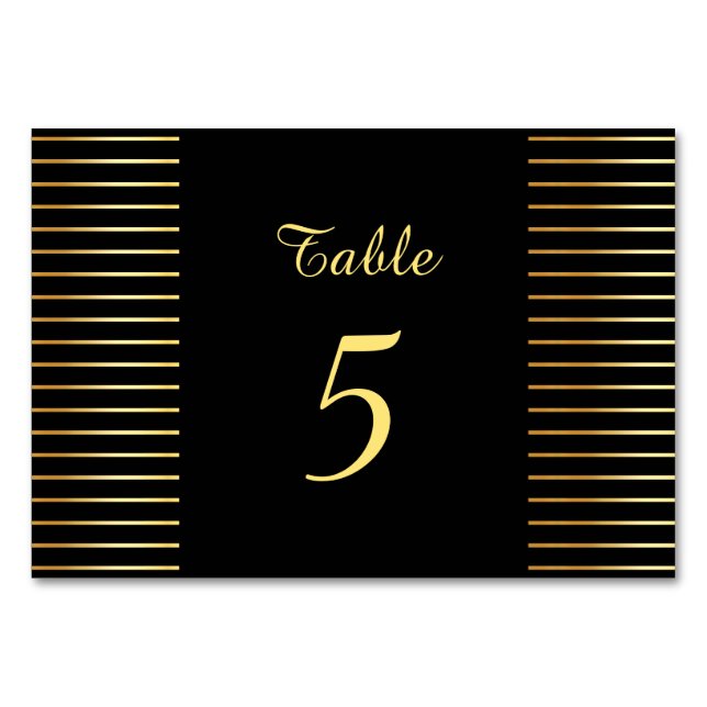 Numéro De Table Modèle créatif noir et or moderne élégant (Devant)