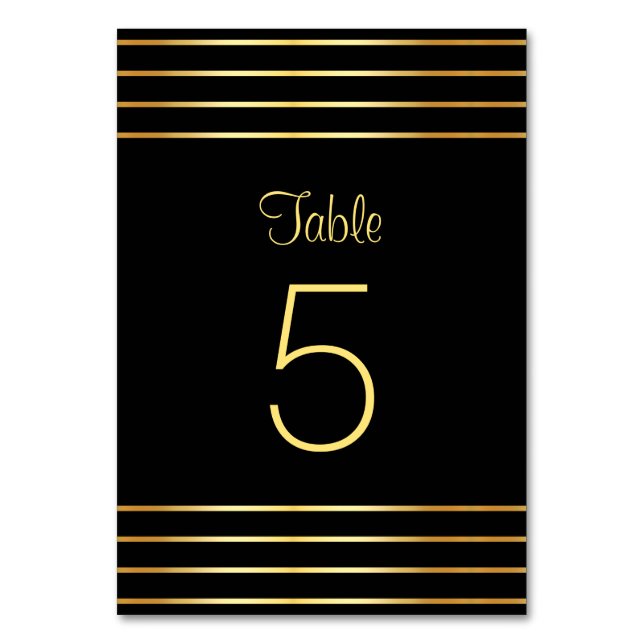 Numéro De Table Modèle de glamour moderne créatif noir et or (Dos)