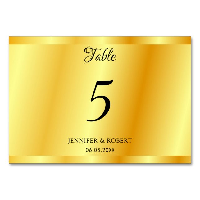 Numéro De Table Modèle de script faux or élégant personnalisé (Devant)